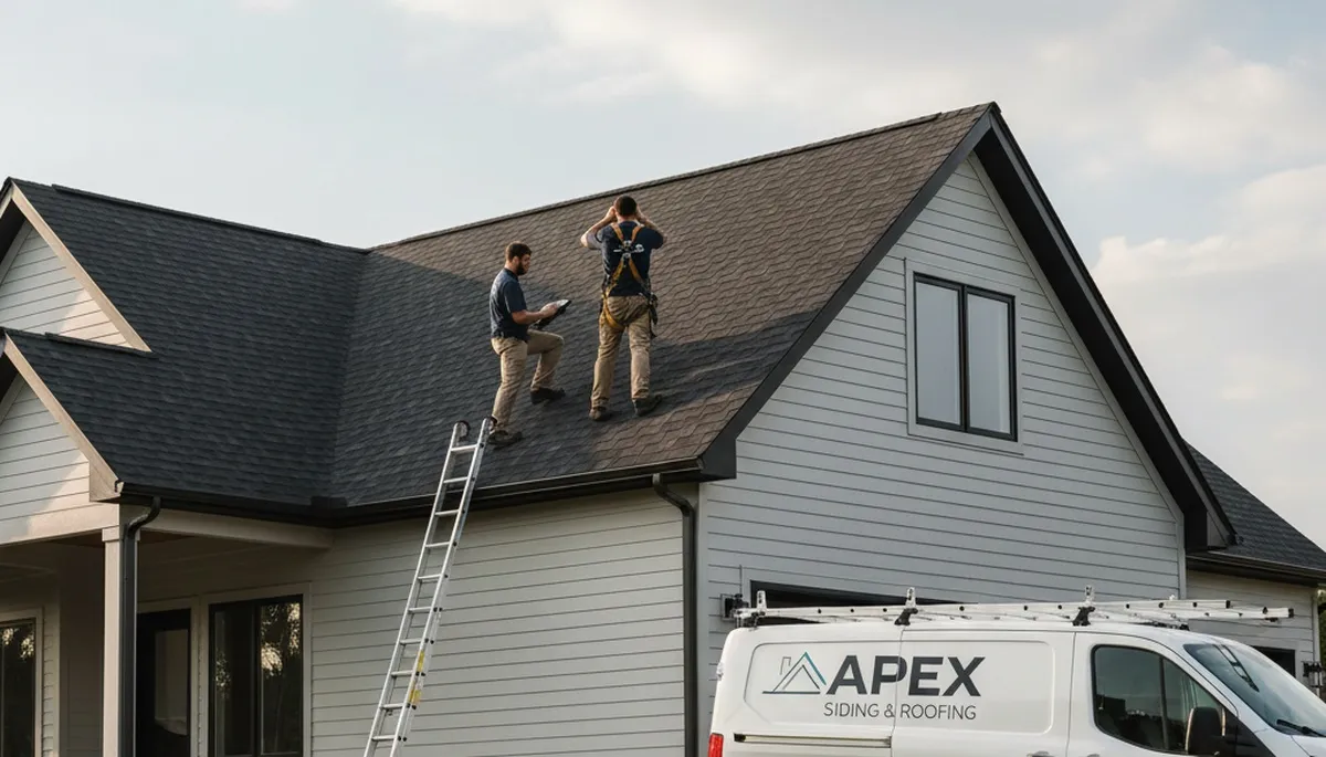 Professional roof inspection on Colorado Springs home exterior by Next Level Exteriors experts
